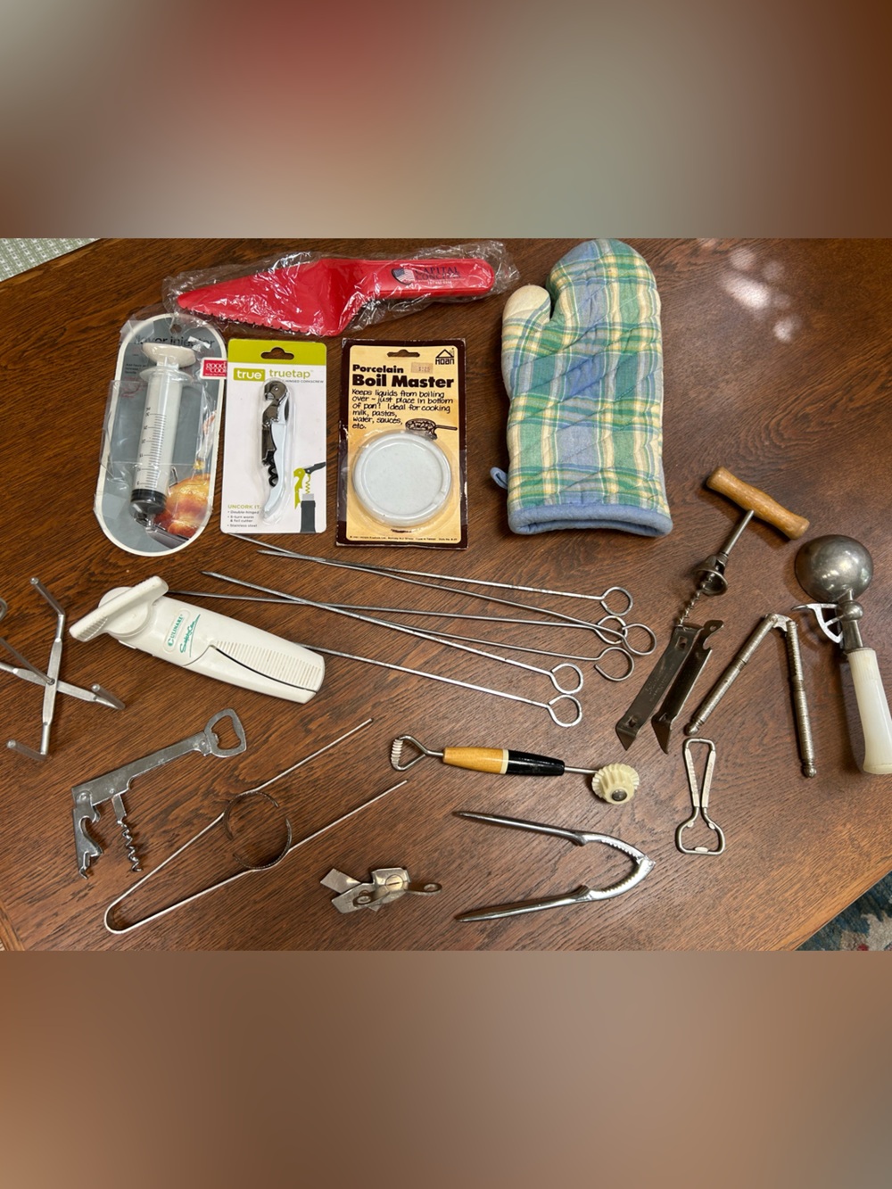 Assorted Kitchen & Bar Accessories - Blue Plaid Oven Mitt Included